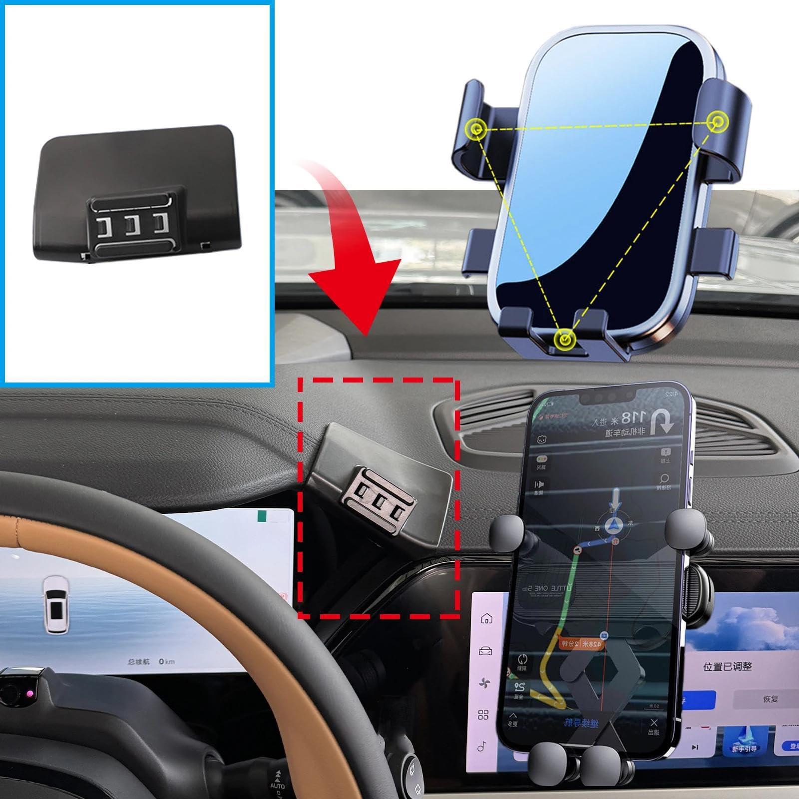 Uchwyt Samochodowy na Telefon dla Geely Monjaro KX11 2022-2025, uchwyt samochodowy na telefon komórkowy, stojak na nawigację GPS (podstawa i uchwyt 10)