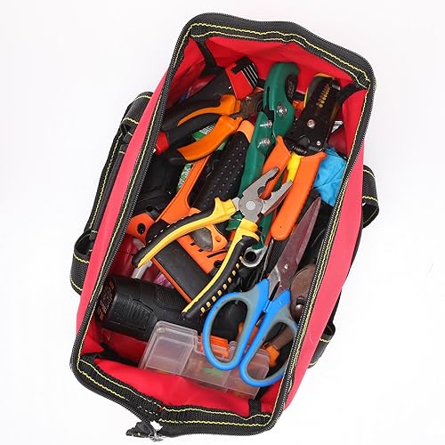 Miniatura 4 de Sanwuta - Paquete de 3 bolsas para herramientas, alta resistencia, fondo rígido impermeable, boca ancha, para electricista, carpintero, mecánico, 13