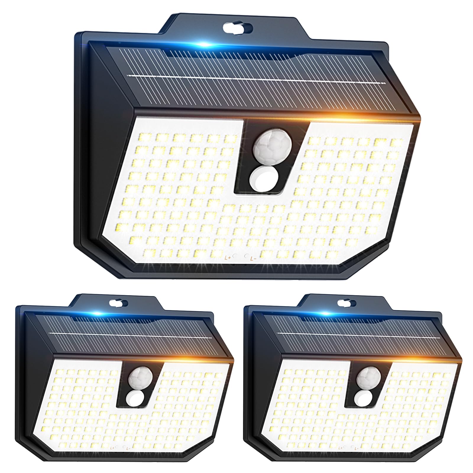 Yolsunes Solarlampen für Außen mit Bewegungsmelder, 3 Modi Solarlampe Außen Superhelle LED Solarleuchte Outdoor IP65 Wasserdichte Solar Wandleuchte für Hof Garten Stufen Garage