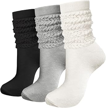 3 Pairs Slouch Scrunch Socks for Women, Womens Leg Warmers Heavy Soft Extra Long Socks