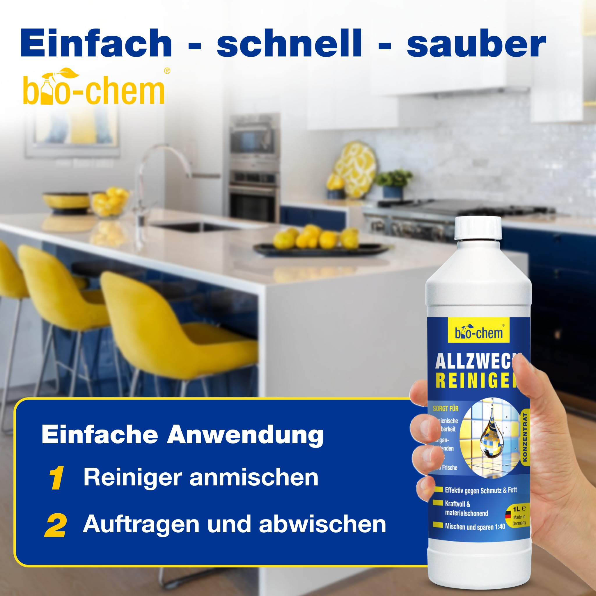 bio-chem Limpiador multiusos concentrado 10L | Limpiador multisuperficie para el hogar: limpiador universal para todas las estancias de la casa