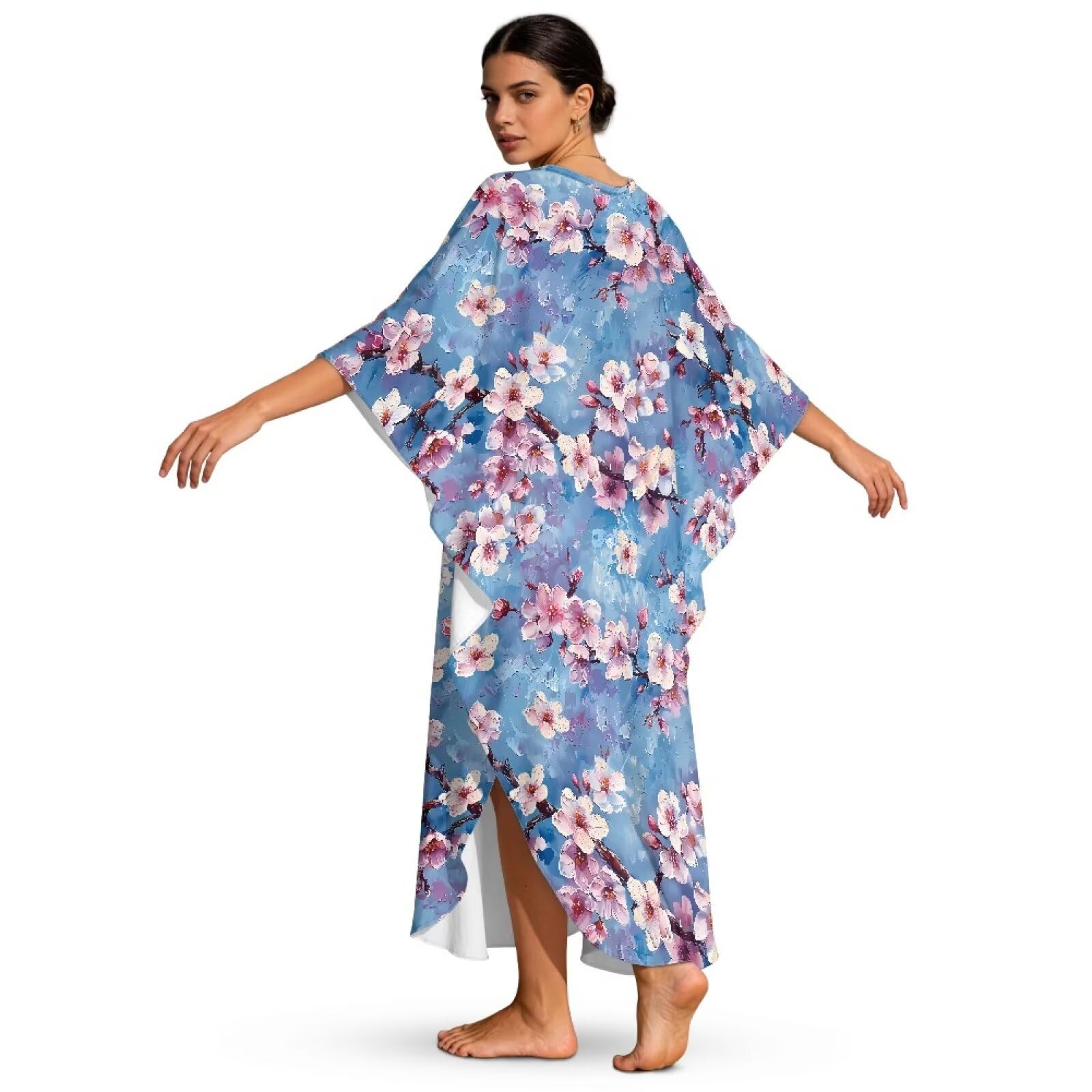 Xoenoiee Damskie sukienki kaftan plus size okrycie plażowe rękawy nietoperz strój kąpielowy okrycie letnie kaftany