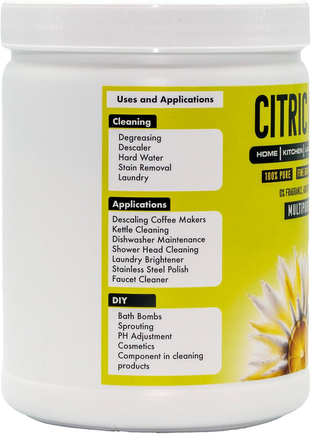 Citric Acid 3 lbs | 100% Pure, Anhydrous, Fine Granular, Multipurpose Citric Acid Powder for Cleaning and DIY Bath Bombs | Premium Quality | Convenient Scoop Included