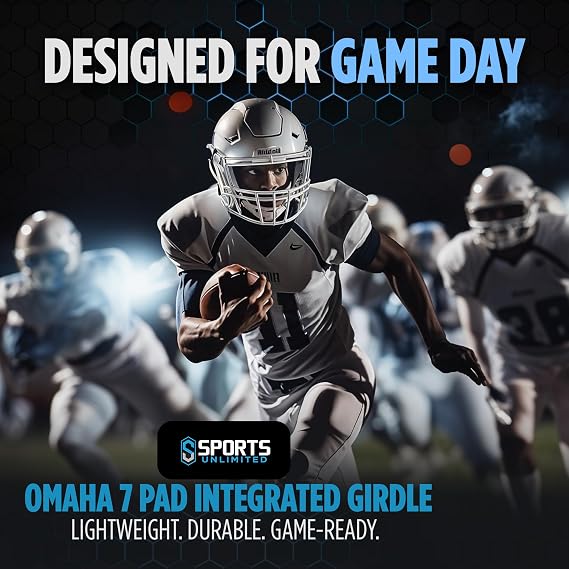 Sports Unlimited Omaha 7 Pad Integrated Adult Football Girdle for Men, Football Girdles with Pads