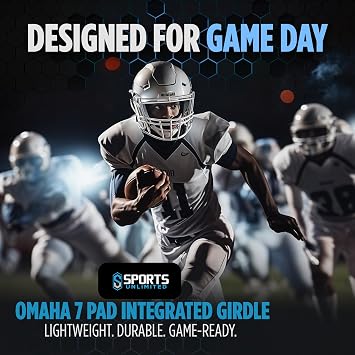 Sports Unlimited Omaha 7 Pad Integrated Adult Football Girdle for Men, Football Girdles with Pads