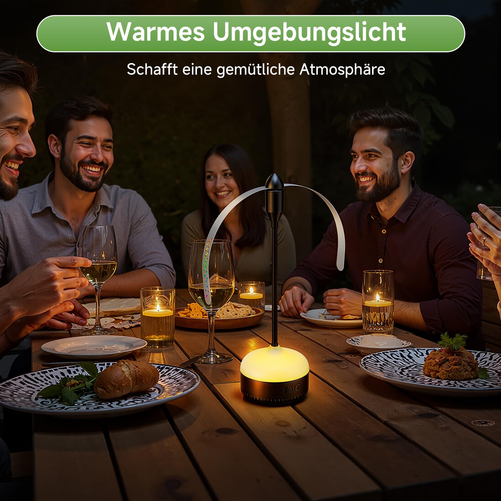 PKBD 4er-Pack Fliegenwedler für Tische, Batteriebetriebener Fliegenvertreiber, Tragbare Fliegenabwehr mit Warmweißer LED und Weichen Blättern – Ideal für Küche, Terrasse, Camping, Schwarz