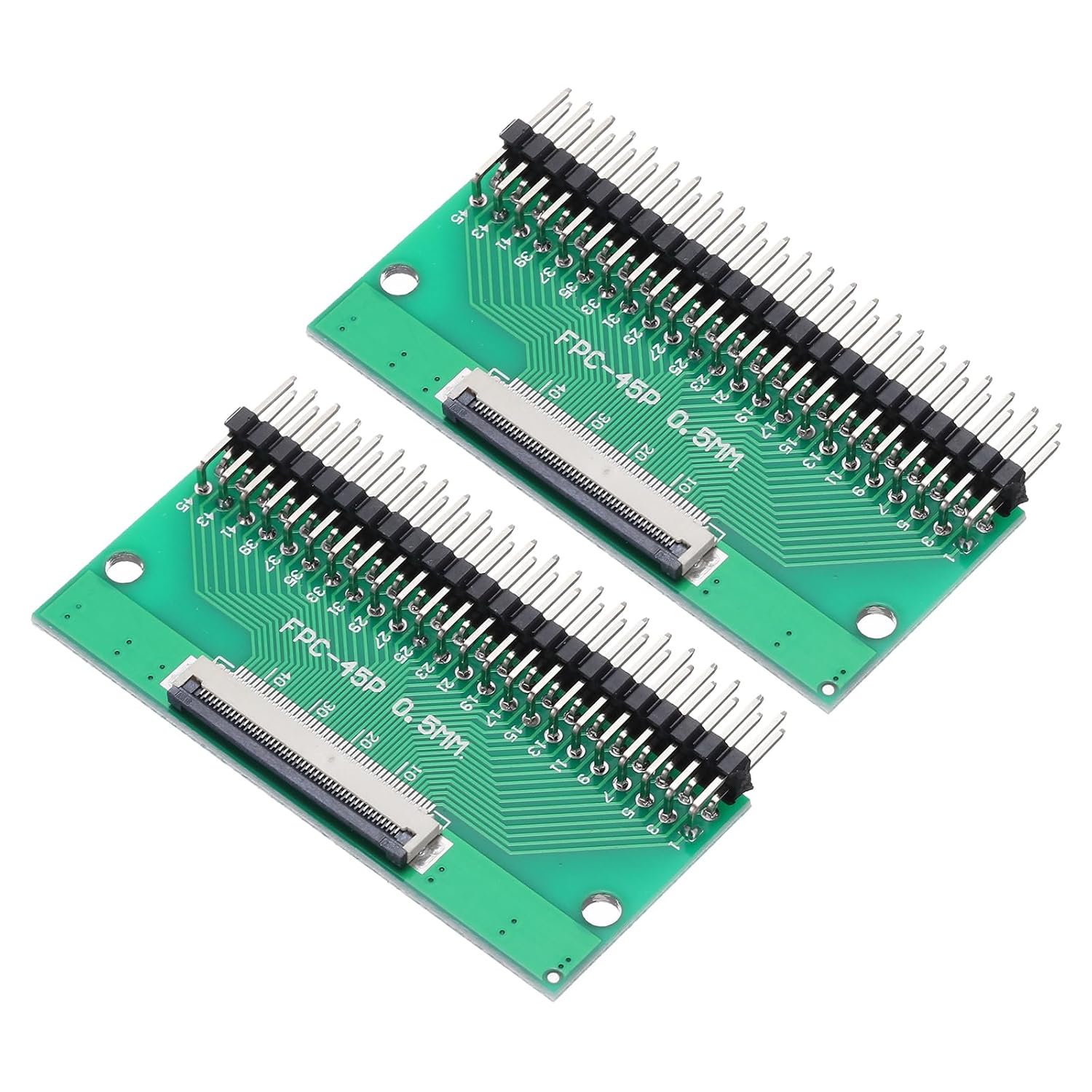 MECCANIXITY 2pcs FFC FPC Connector Board 10 Pin 0.5mm Socket to 2.54mm Double Row Right Angle Pin Header Strip Adapter, PCB Converter Board for DVD TV/Digital Cameras/Laptops