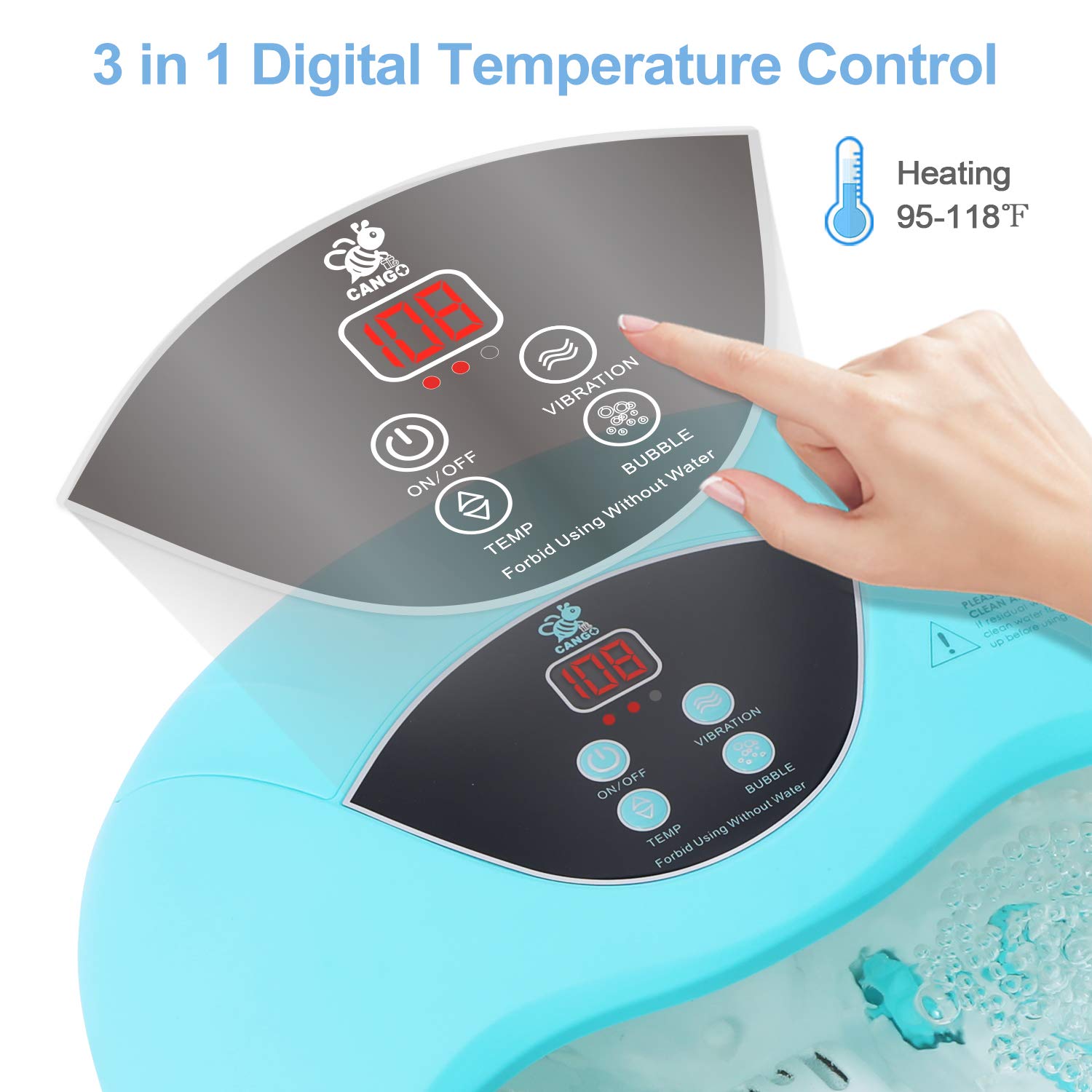 Foot Spa Bath Massager with Heat Bubbles and Vibration Massage and Jets, Tea Tree Oil Foot Soak Epsom Salt, Cango Foot Soaker With 14 Massage Rollers, Adjustable Temperature, Pumice Stone Medicine Box : Beauty & Personal Care