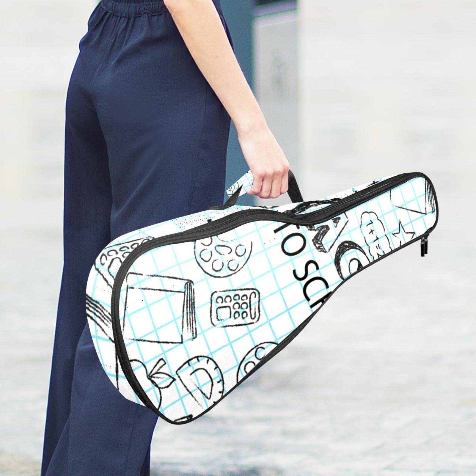 Sac à dos robuste pour ukulélé de concert - Sac de rangement pour ukulélé soprano - Sac rembourré de 10 mm - Pour la rentrée scolaire