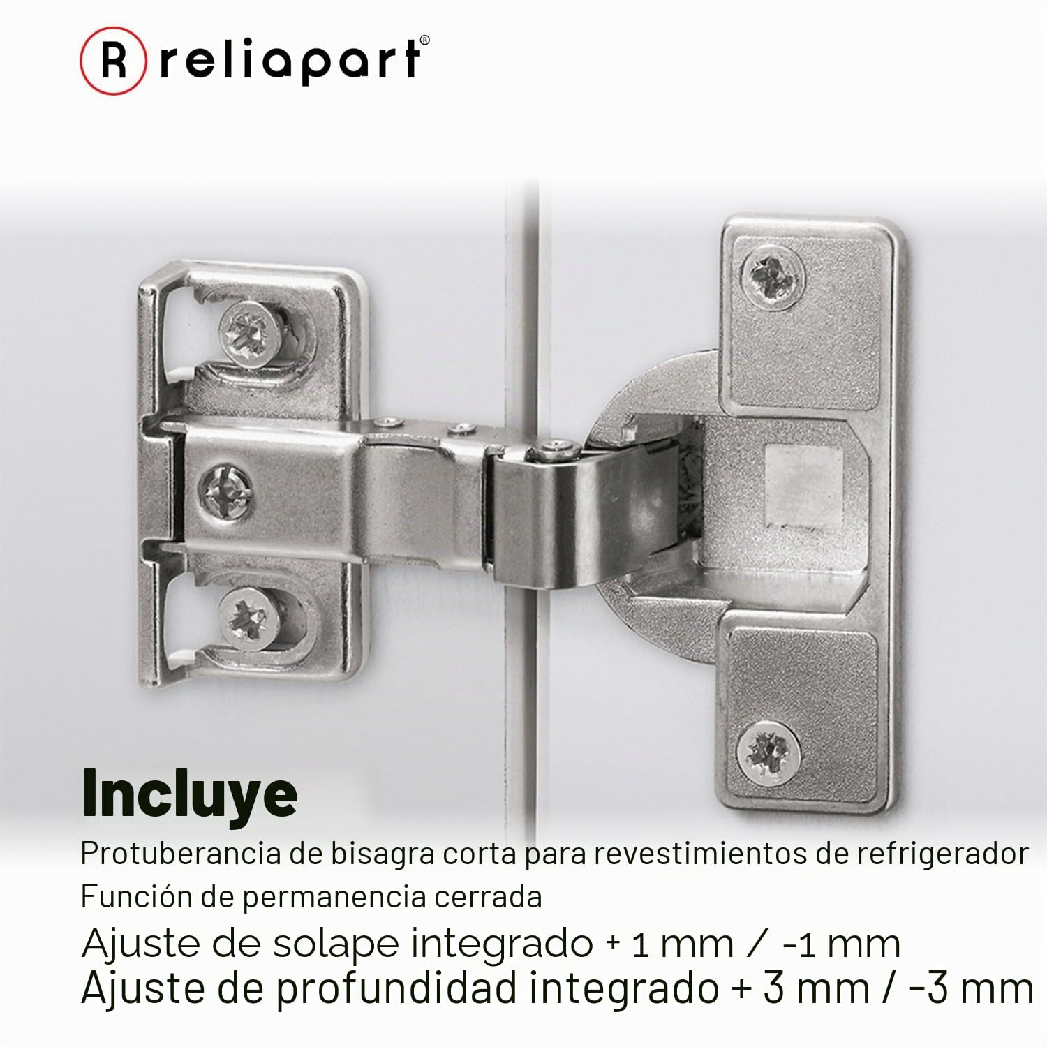 Hettich - Bisagras integradas para puertas de frigoríficos y congeladores (paquete de 2), taza de 35 mm con placa de distancia de 3 mm para superposiciones de 13 a 18 mm, 4 agujeros, carga