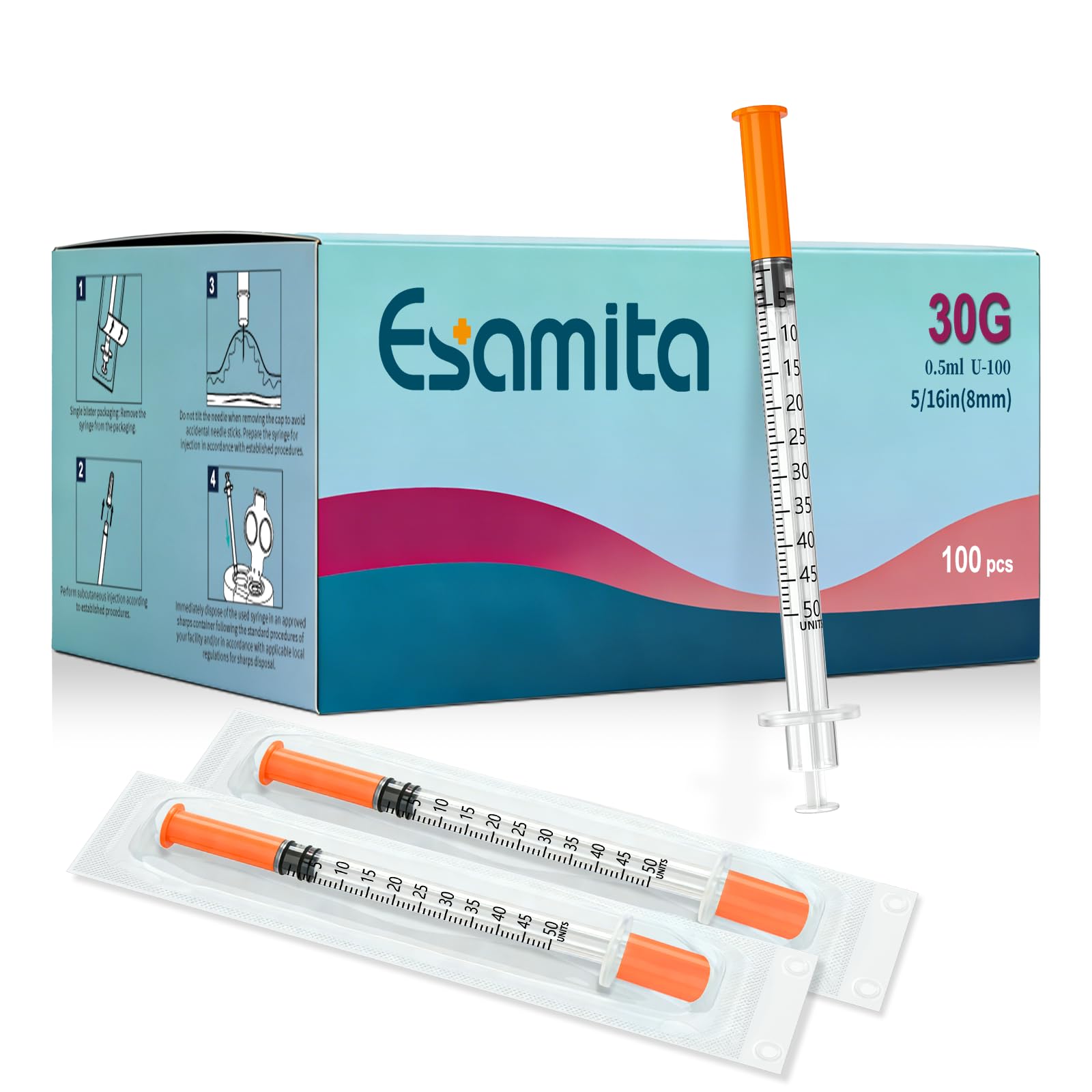 Photo 1 of 0.5ml 30G 5/16"(8mm), Individual Package, 100 Pack