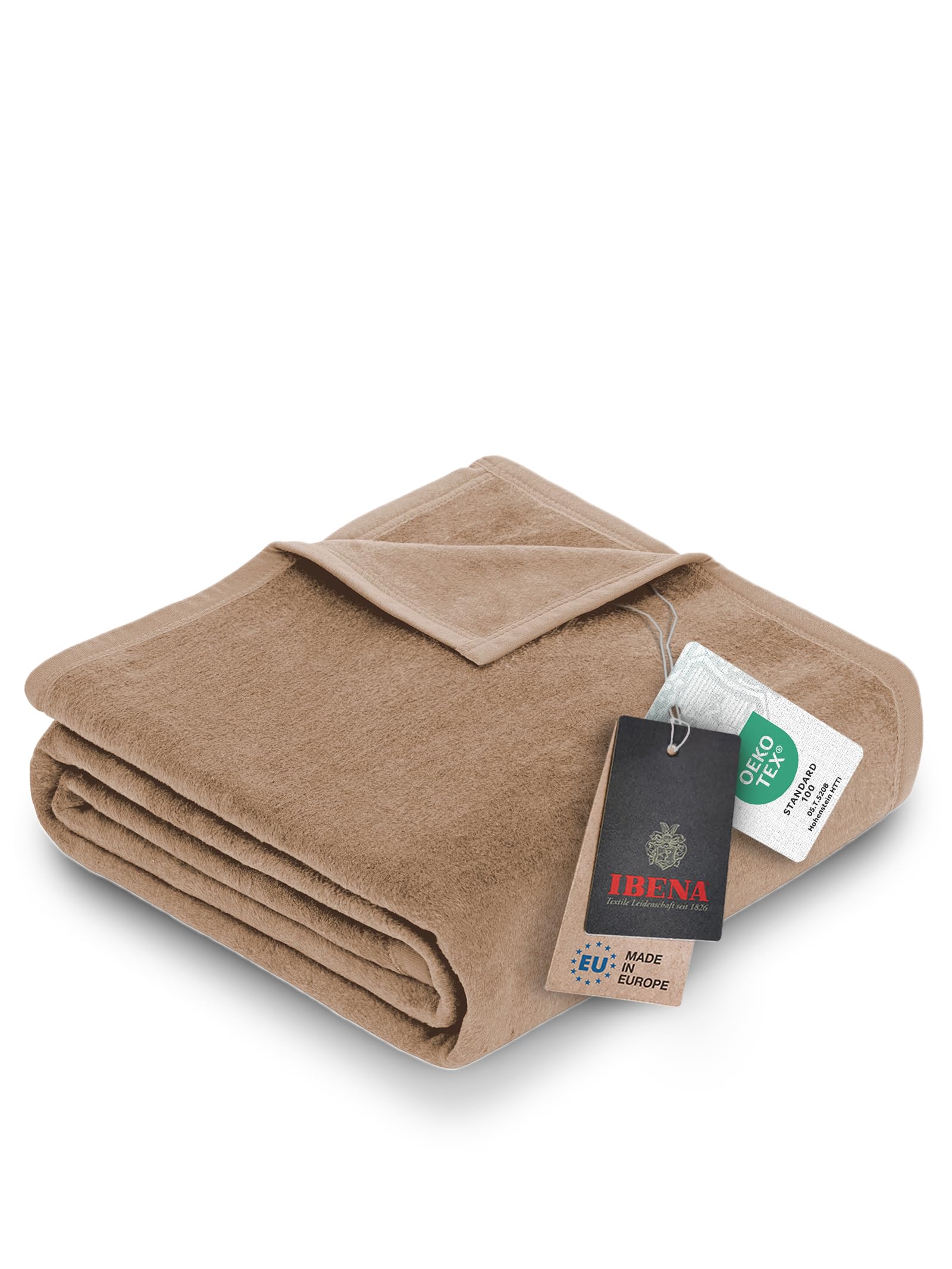 Ibena Porto Cuddly Blanket 150 x 200 cm – Brown Blanket, Living Room Blanket, Cotton Blend Soft and Easy Care