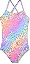 LUOUSE Girls Sparkle Swimsuits Quick Dry Crossback One Piece Beach Swimwear Bathing Suit with Adjustable Strap 4-9 Years
