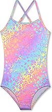 LUOUSE Girls Sparkle Swimsuits Quick Dry Crossback One Piece Beach Swimwear Bathing Suit with Adjustable Strap 4-9 Years