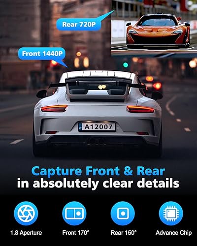 Miniatura 2 de Dash Cam delantera y trasera 2K, negro