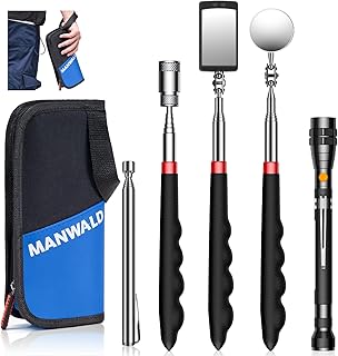 Telescoping Magnetic Pickup Tool Set with Portable Bag, Extendable Flashlight with 360° Inspection Mirror, Christmas Stocking Stuffers for Men Adults, Gifts for Men Mechanics, and Handymen, Blue