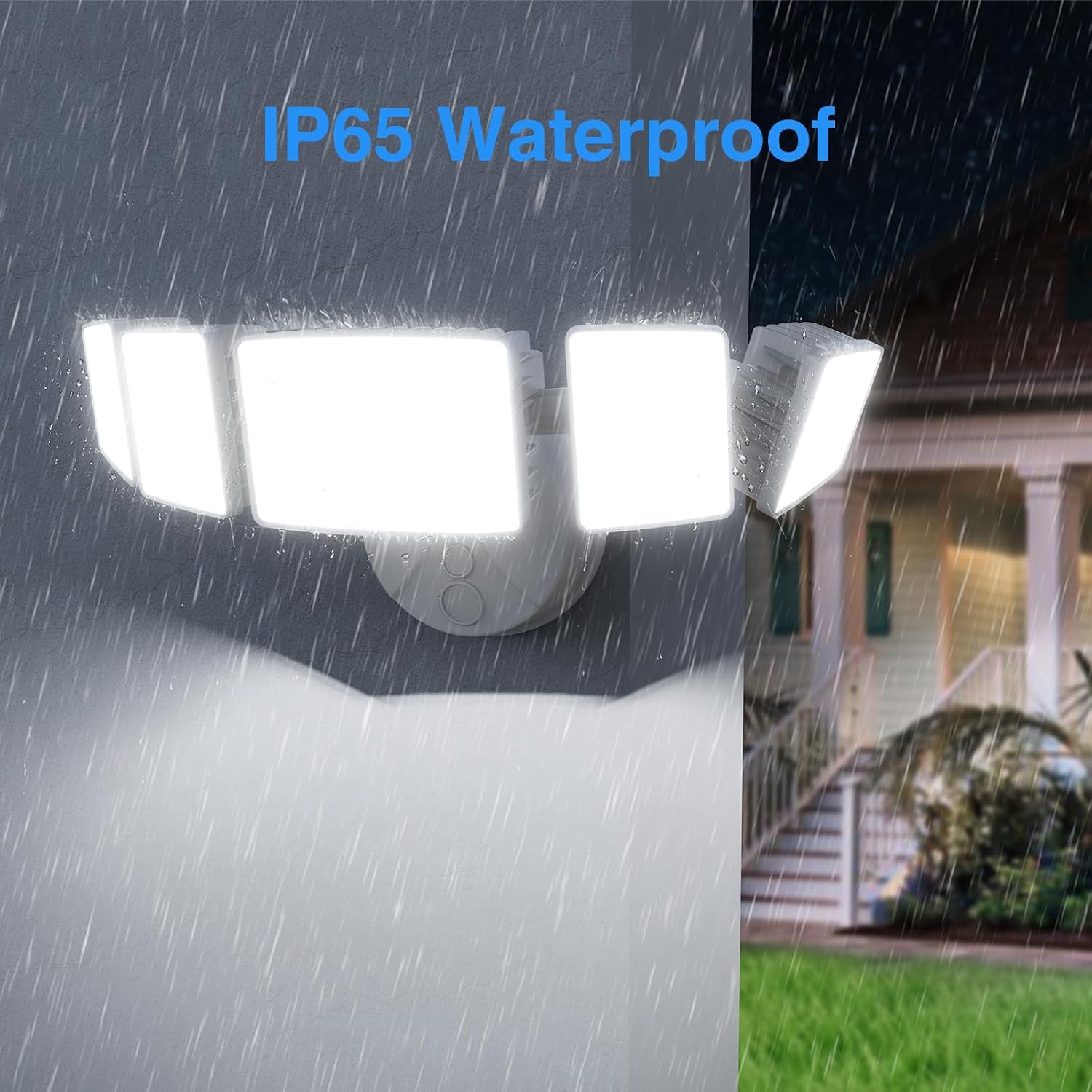 120W Outdoor LED Flood Light, 5 Heads Exterior Security Lights, 6500K Super Bright Floodlight Fixture Waterproof IP65, Outside Flood Lights for House, Backyard White