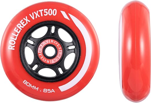 Rollerex VXT500 RipStik/Inline Skate Wheels 2-pack w/bearings, spacers and washers Use on Hockey Roller Blades - Can Be Used As RipStik Caster Board Wheel Replacements