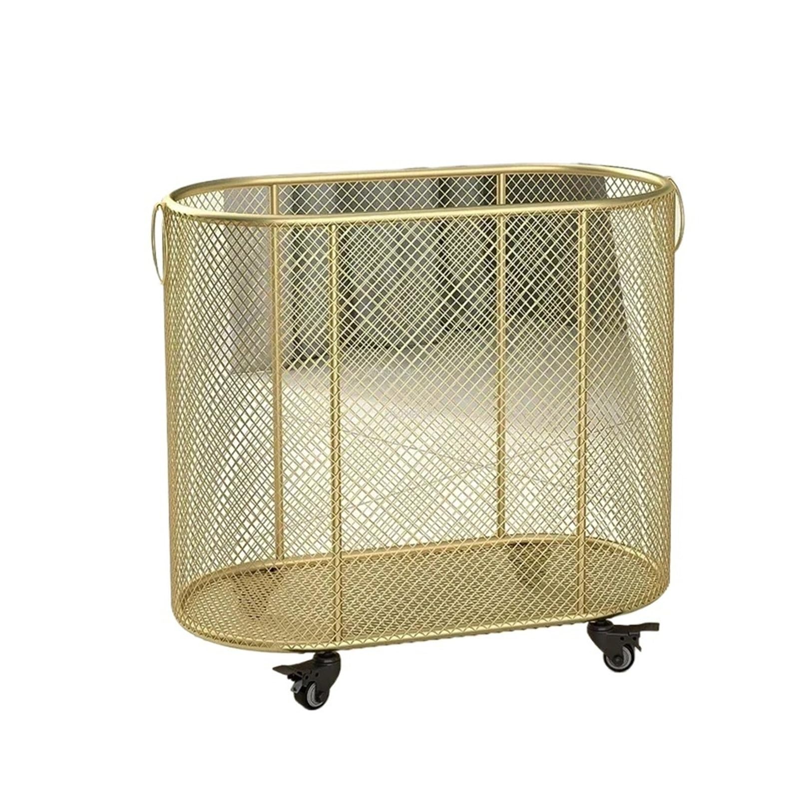 Roller laundry basket Luxury Bathroom Iron Art Laundry Baskets Dirty Clothes(Bronze)