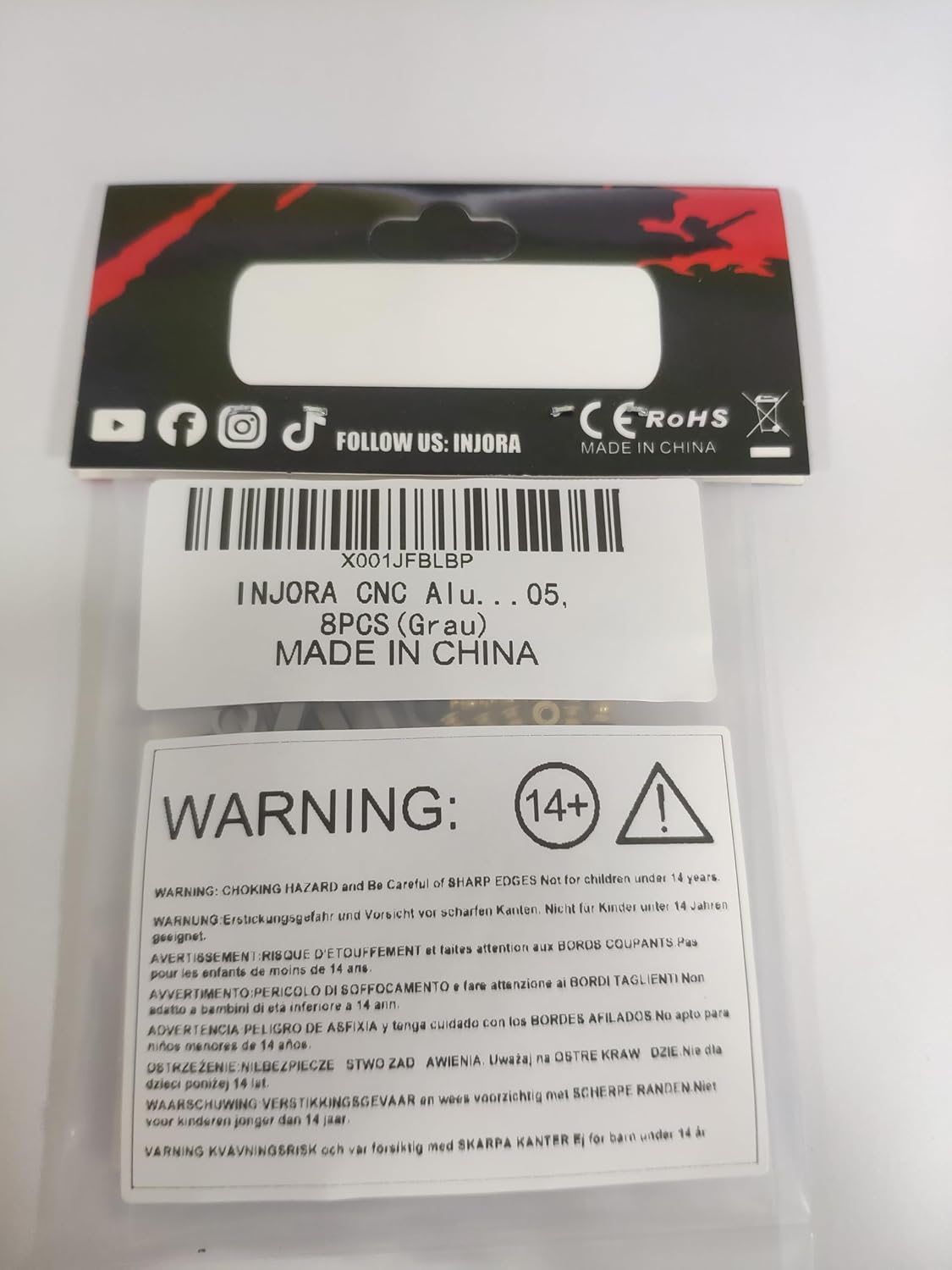 INJORA High Clearance Front 4 Links Set for SCX24 Gladiator Dodge Power Wagon 1/24 RC Crawler Car Axial, 8PCS (Grey)