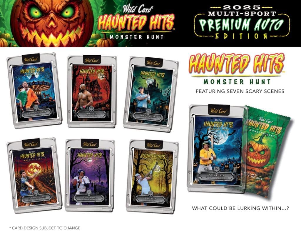 2025 Wild Card Haunted Hits Multi-Sport Premium Auto Edition Jumbo Trading Card Box (5 Encased Cards Per Box)