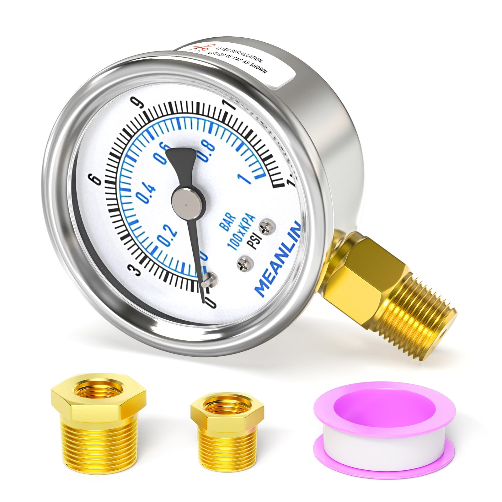 Stainless Steel Pressure Gauge - 0-100PSI Waterproof -21