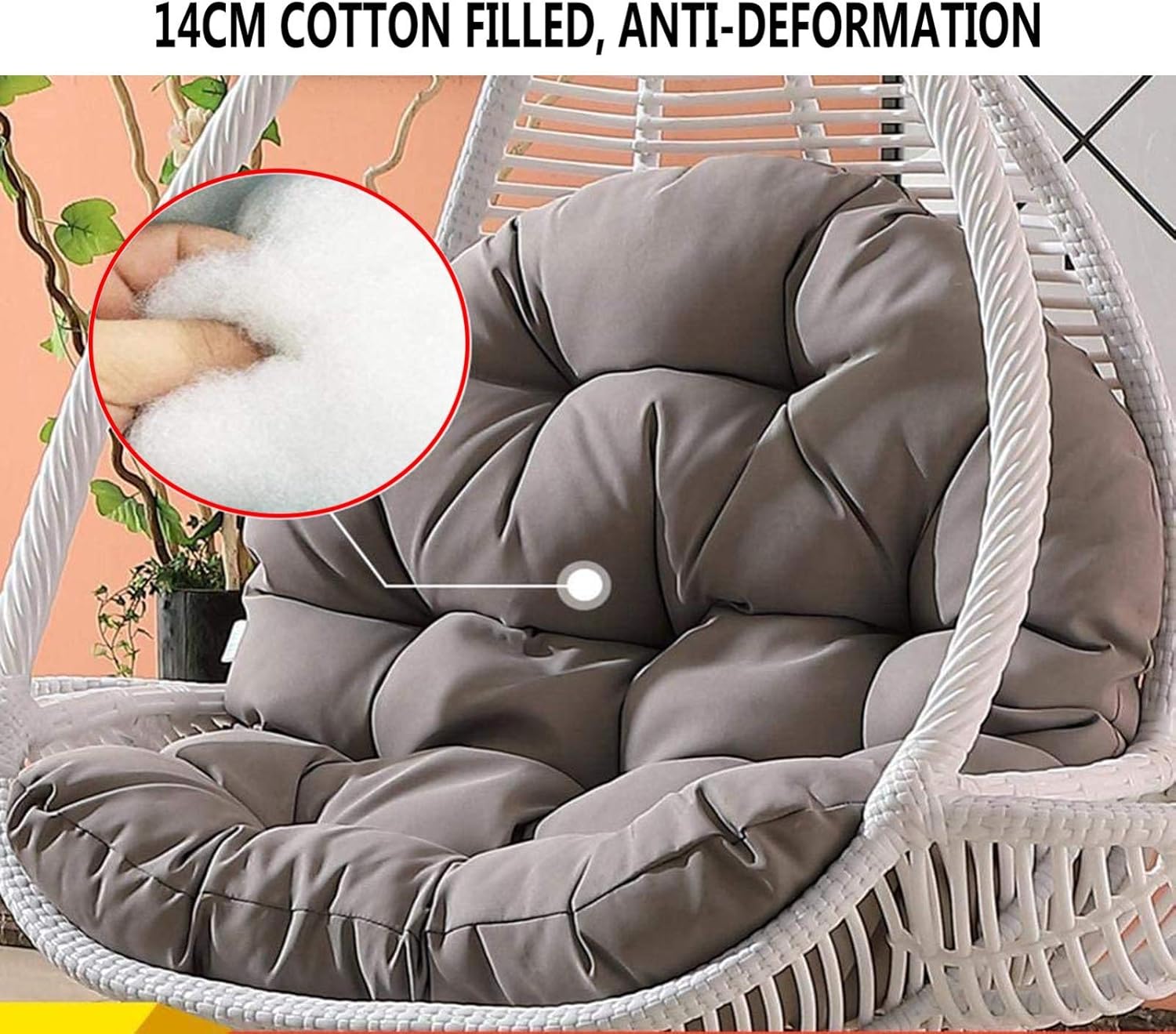 Hanging Egg Chair Cushion Only, Outdoor Thick Swing Chair Seat Cushion Replacement, Waterproof Sun-Resistant Chair Pads Cover, Summer Cool Texture Hanging Basket Chair Cushion Brown