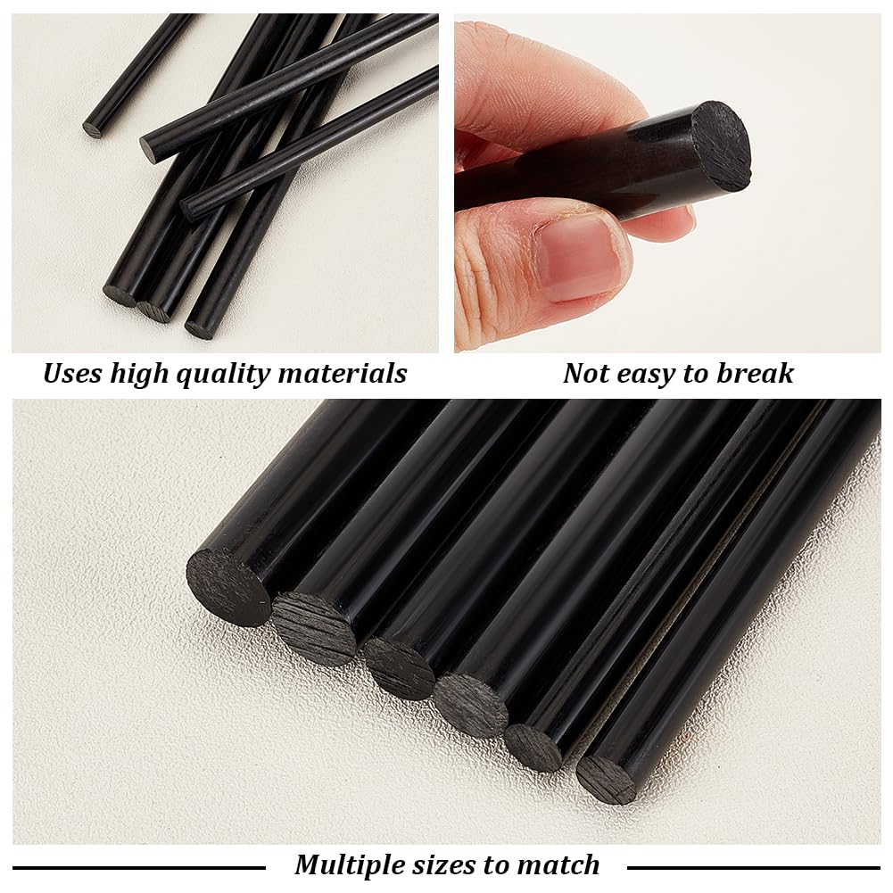 BENECREAT 6Pcs 12 Inch Length Black Acetal Copolymer Rod, 0.3 Inch 0.4 Inch 0.47 Inch Diameter Round Acetal Rod Acetal Bar Dowel Rod, 2pcs/Size