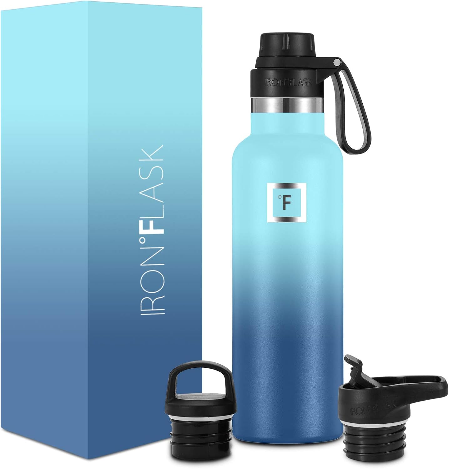 IRON °FLASK Sports Water Bottle 3 Lids (Narrow Spout Lid