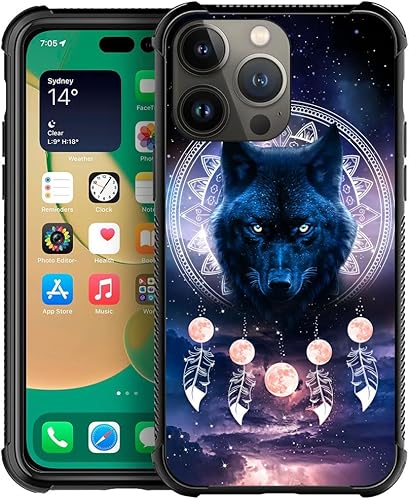 CARLOCA Funda compatible con iPhone 13 Pro, fundas Wolf Nebula Moon iPhone 13 Pro, ultra protección, a prueba de golpes, de silicona suave, TPU