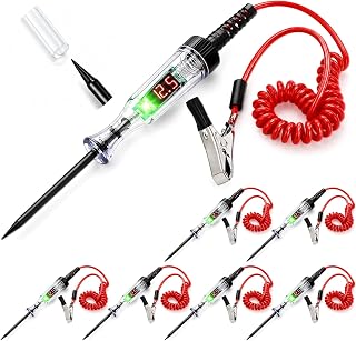 6 Pcs Automotive Test Light 5-90v DC Digital LED Circuit Tester | Auto Electricity Tester Pen Bulk with Retractable Spring Wire Alligator Clip for Car Truck Motorcycle Fuse Battery Testing
