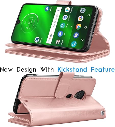 Miniatura 5 de Tekcoo Funda tipo cartera para Moto G7  Motorola Moto G7 PlusT-Mobile Revvlry+ Plus, soporte de lujo para tarjetas de crédito, de piel sintética,