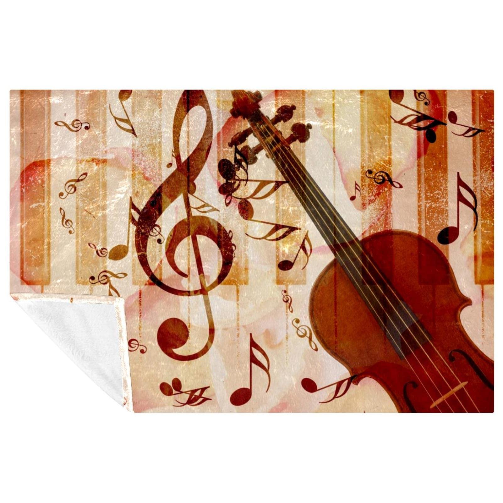 Couverture grunge rose et violon plaid lit et canapé chaud 150x100 cm
