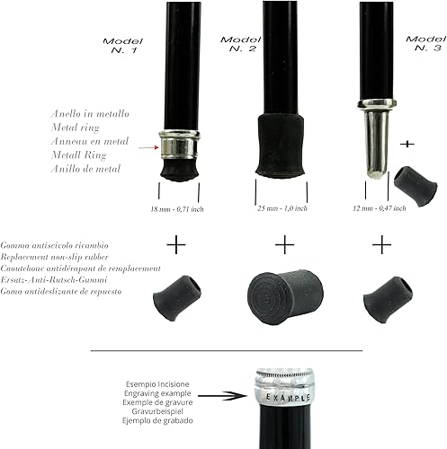Miniatura 10 de HandMade Italy Bastón hecho a mano en Italia – Hecho a medida – Madera y estaño sólido – Mango de cabeza de caballo – para hombres, mujeres,