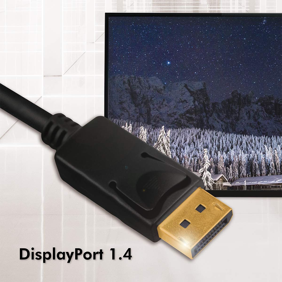 DisplayPort 1.4 Connection Cable, 4K/120Hz for Full HD and 3D Quality with Best Sound Transmission, 3 m
