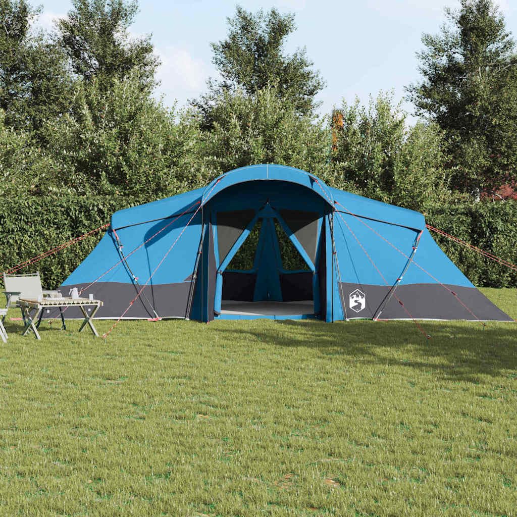 Familienzelt Grün Grau aus Polyester mit Fiberglasgestänge x x, wasserdicht, UV-beständig, mit Vorraum, Moskitonetz, doppelwandig für Camping, Festival, Outdoor