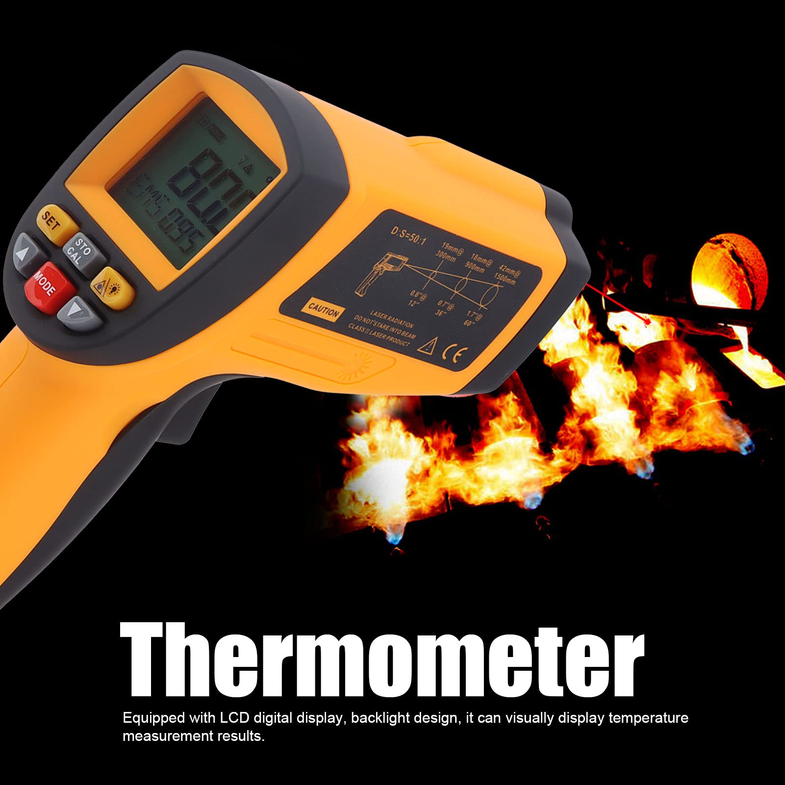 Alvinlite Infrarot-Thermometer (Nicht Für Menschen), Berührungslose Digitale Laser-Temperaturpistole, ‑30~1150 ℃ (-22~2102 ℉), IR-Laser-Thermometer, Tragbares Temperaturmessgerät