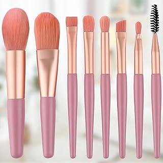 Juego de 8 brochas de maquillaje, cerdas sint...