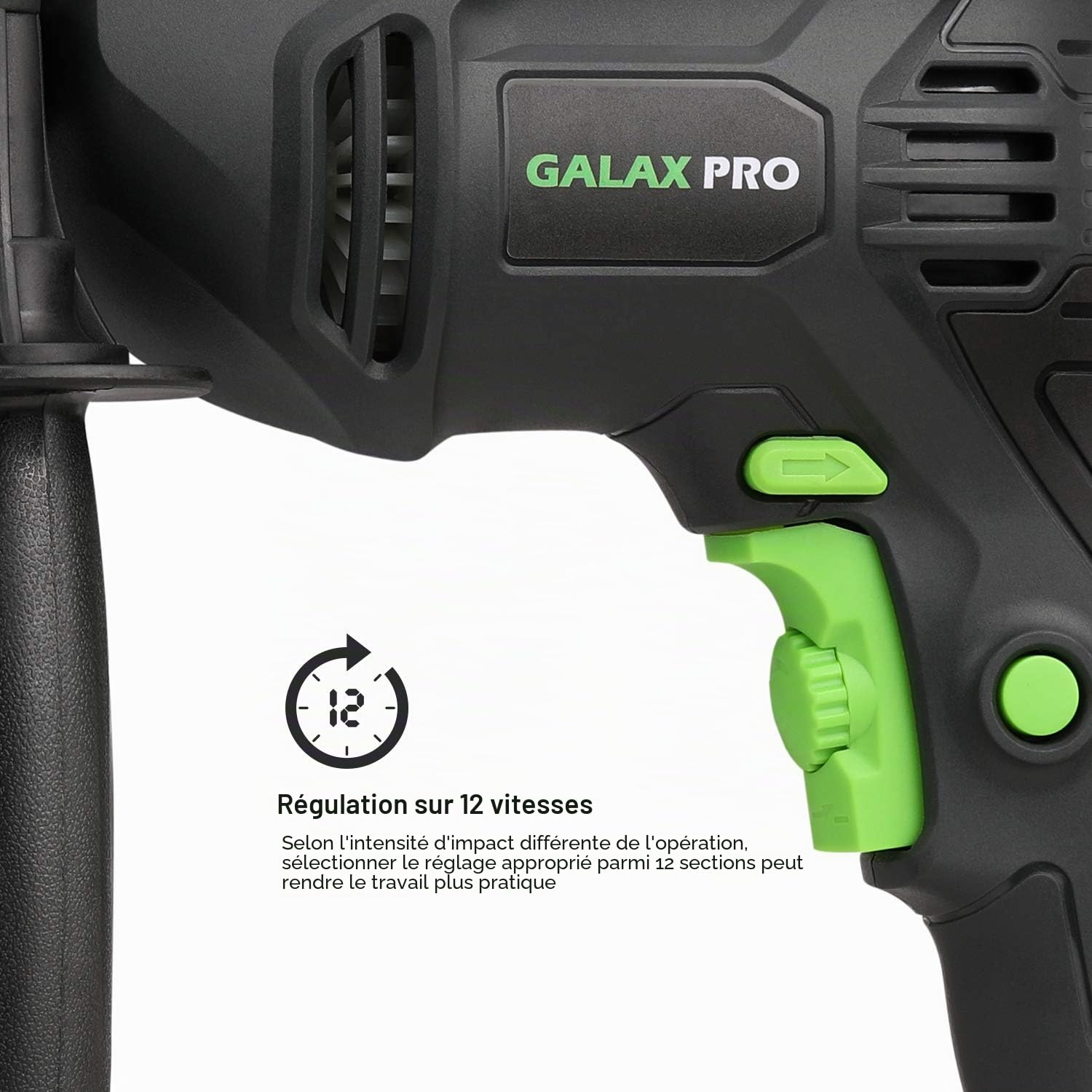 GALAX PRO Perceuse à percussion 600W, 13mm mandrin de perçage, 0-3000RPM, Perceuse puissante à vitesse variable pour métal, bois et béton
