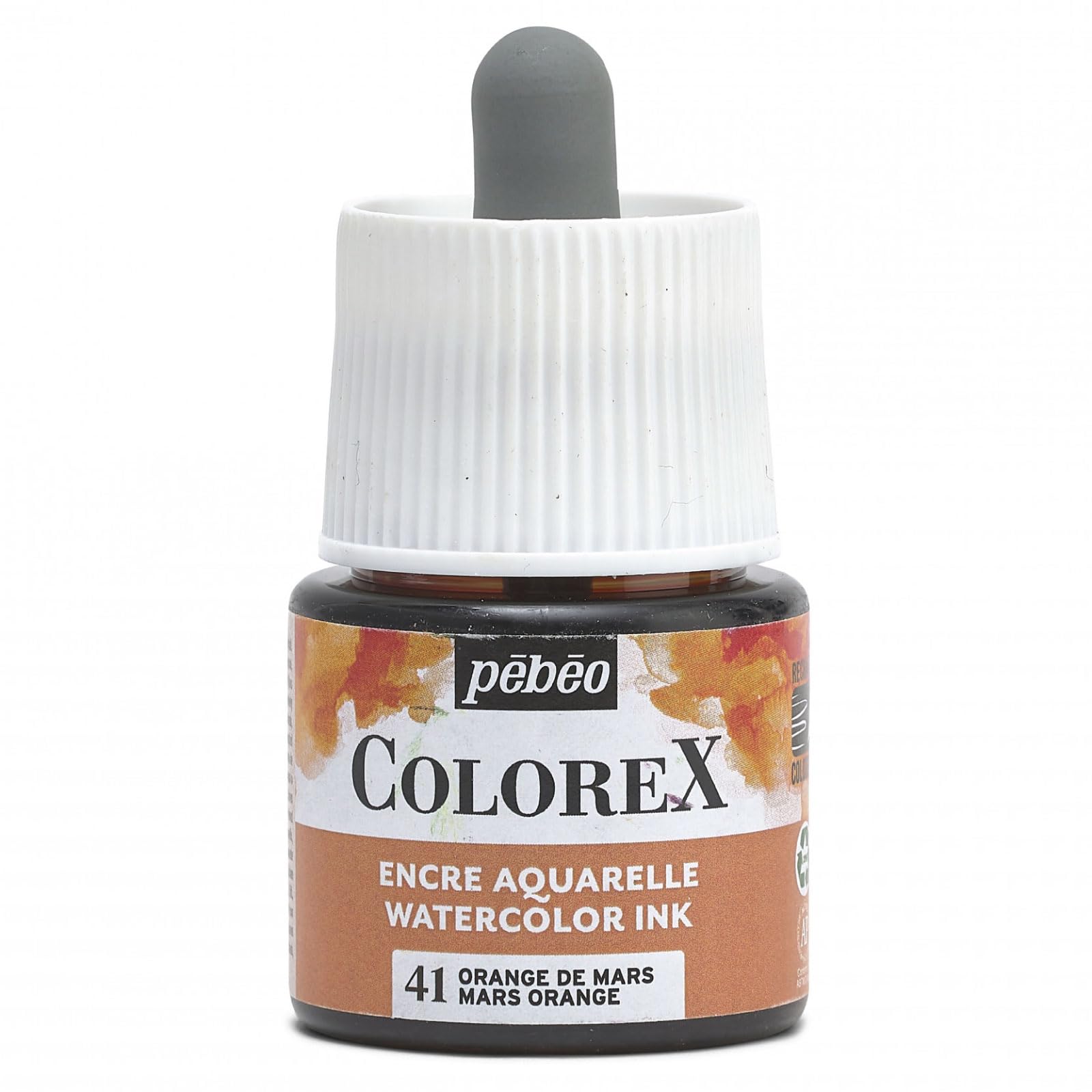 Pébéo - Colorex Ink 45 ml Orange de Mars – Colorex Watercolour Ink Pébéo – Velvety Orange Ink – Multi-Tool Drawing Ink for All Media – 45 ml – Mars Orange