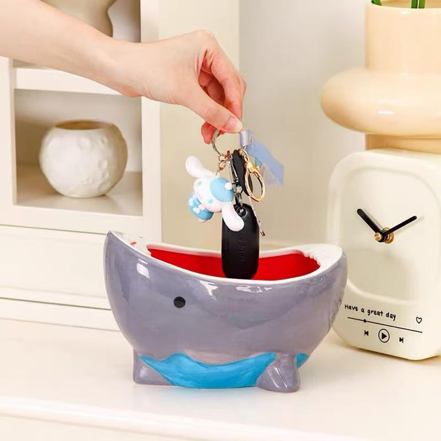 Shark Bowl Shark Zoo Pals Plates，Sushi Dishes ，Toilet Ramen Bowl Set–Unique Ceramic Popcorn Fruit Bowl For Kitchen Counter Candy Dish Party Decorations Decor, Birthday Gift