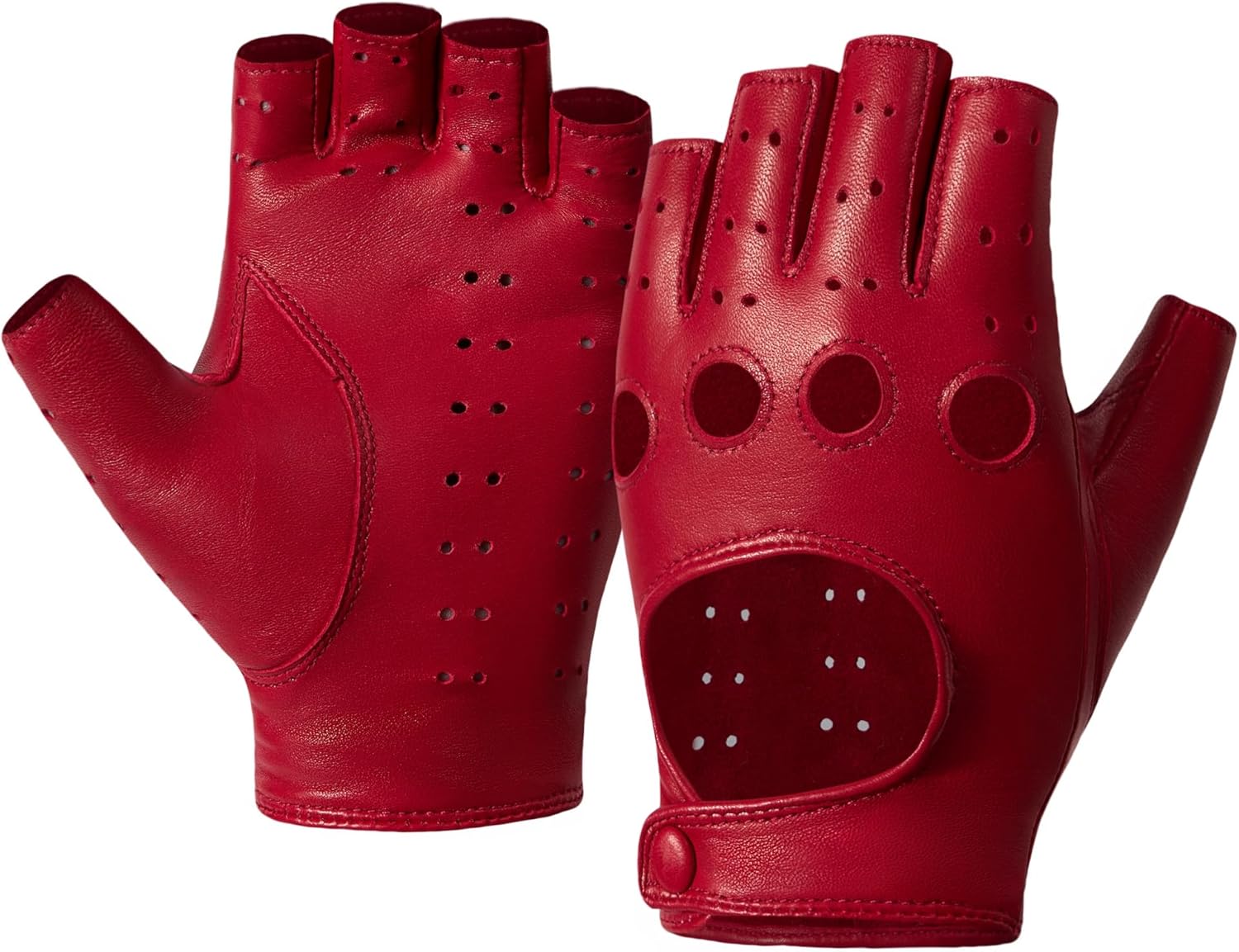Driving Gloves for Women Leather Fingerless Unlined Lambskin Gloves - Image 8