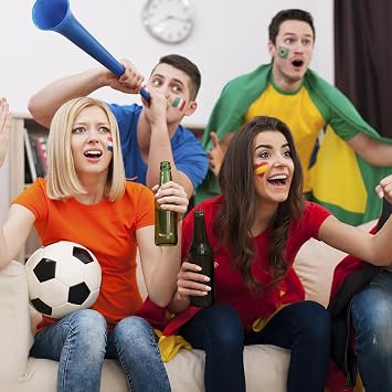 Pudgy Pedro's Plastic Vuvuzela Stadium Horns (4-Pack), 26-Inch
