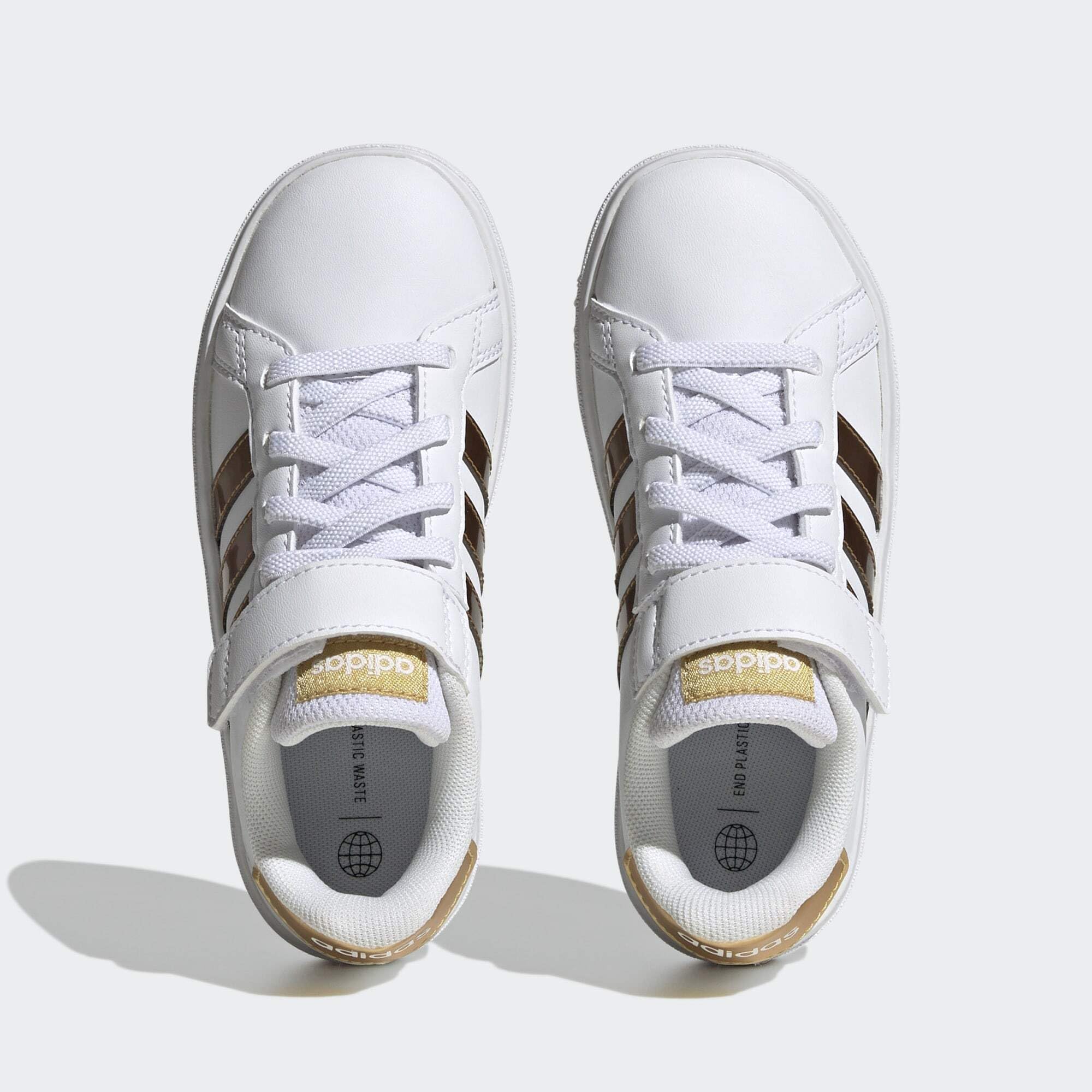 Adidas Grand Court Sustainable Lifestyle Court Elastic Lace and Top Strap Shoes Chaussures - Low (Pas de Football) Mixte Enfant