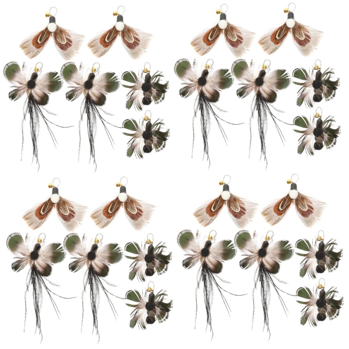 INOOMP 24pièces Têtes De Rechange pour Canne à Chat Jouets Insectes Et Plumes Améliorez De Chat