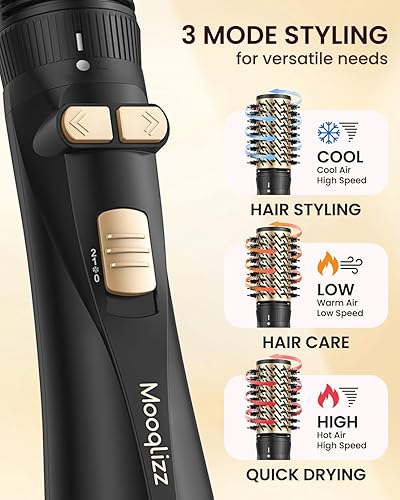 Miniatura 6 de Cepillo giratorio para secador de pelo, 3 en 1, juego de cepillos giratorios redondos de aire caliente, cepillo secador voluminizador con 2 cepillos