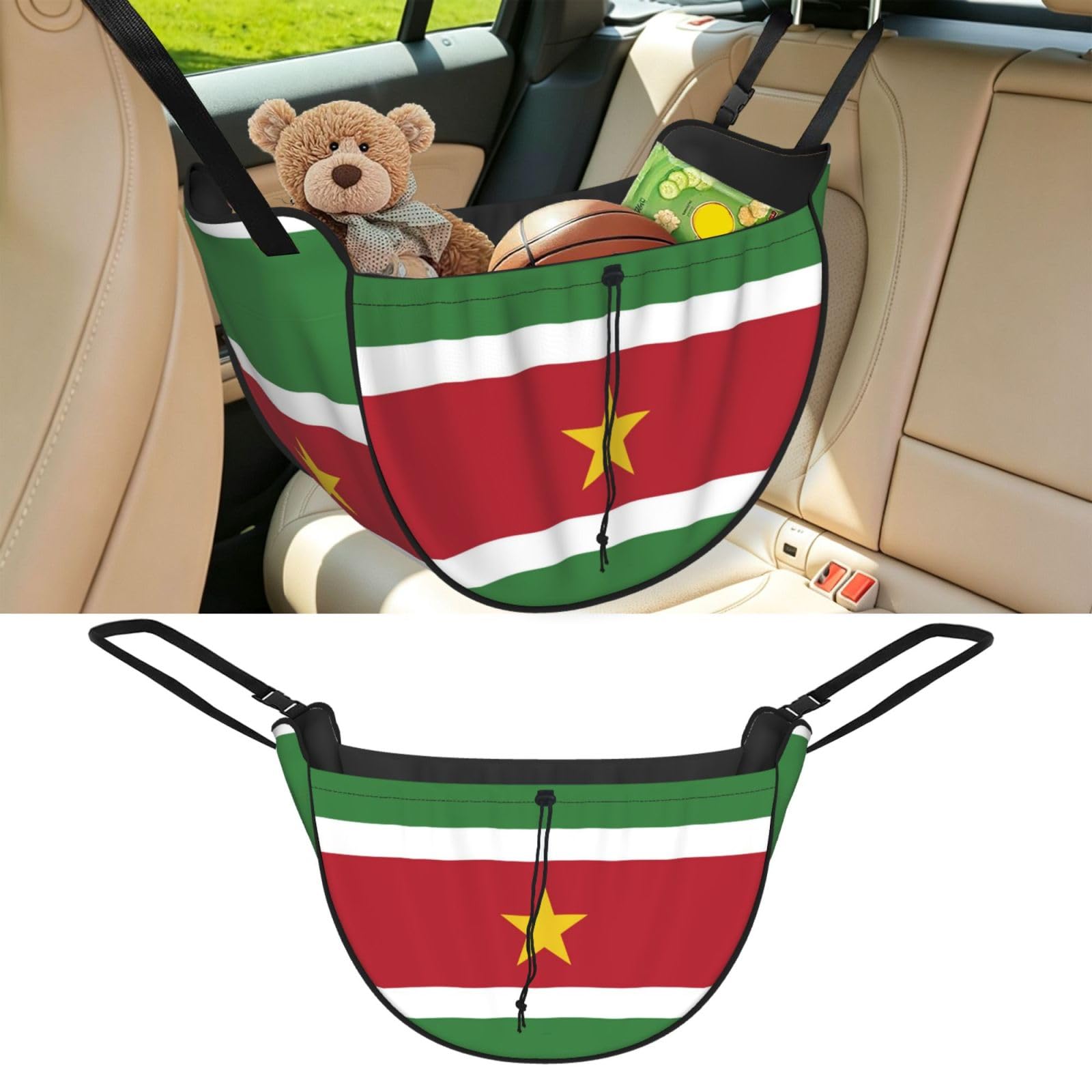 Cntdbu Black Flag Of Suriname Car Seat Organizer-Backseat Storage Bag For Travel