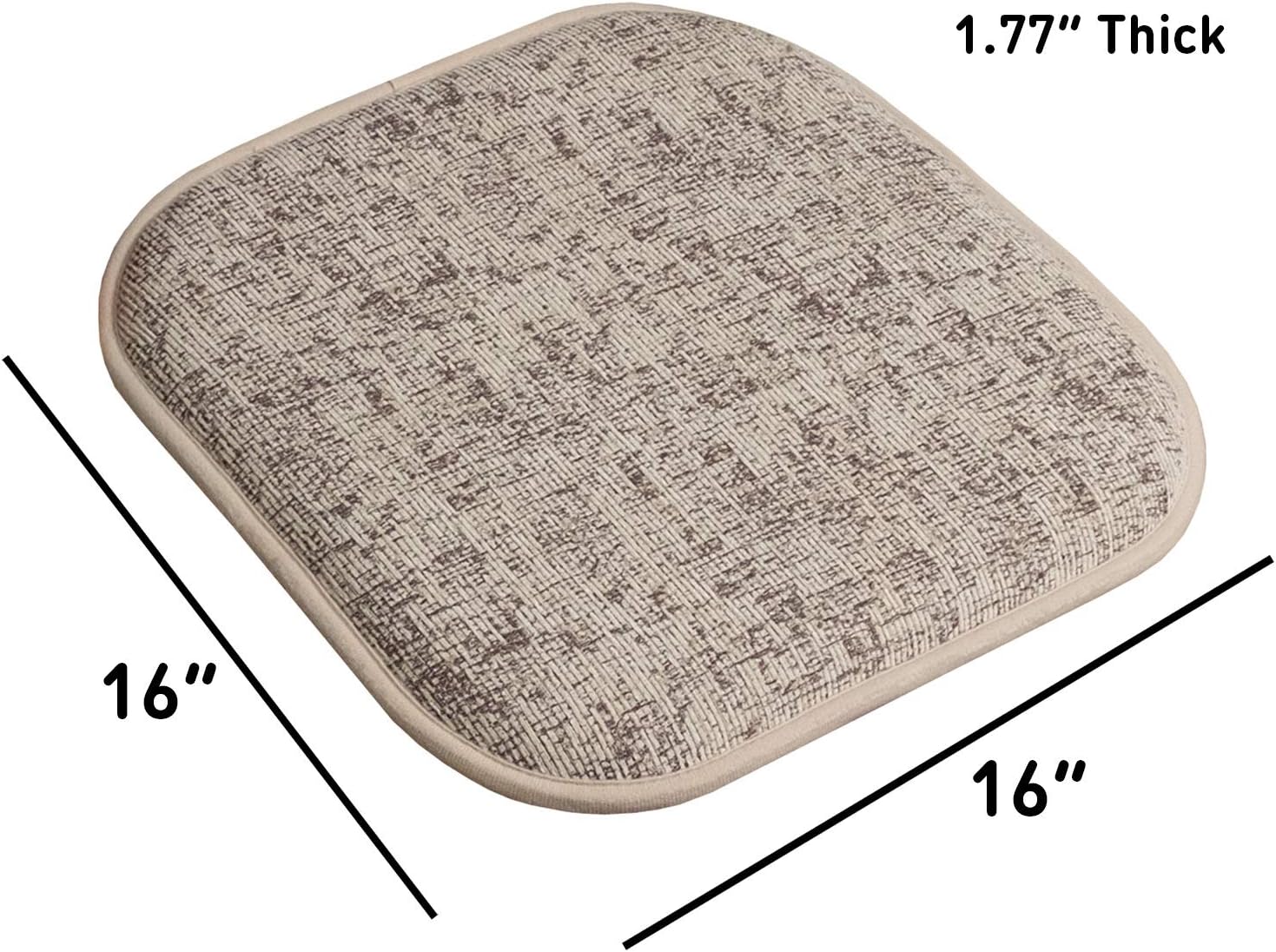 Sweet Home Collection Chair Cushion Memory Foam Pads Honeycomb Pattern Slip Non Skid Rubber Back Rounded Square 16" x 16" Seat Cover, 4 Pack, Broadway Chocolate/Cream