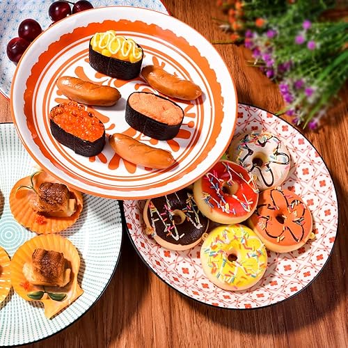 Miniatura 10 de BOSILI Juego de 4 platos llanos de porcelana, platos de 8 pulgadas, platos de cerámica para servir para ensalada de frutas