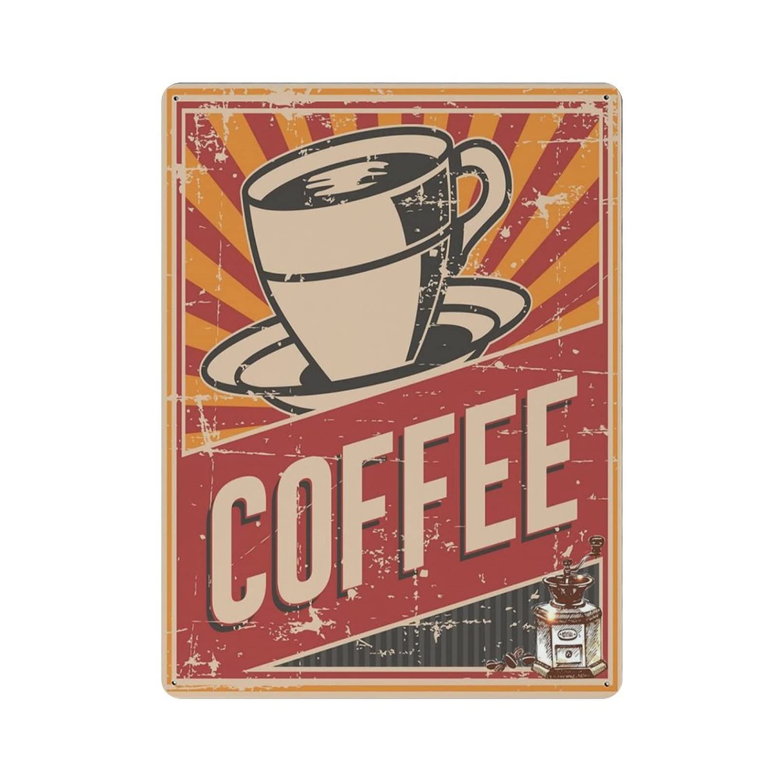 AOOEDM Vintage Coffee Vintage Metal Tin Sign for Home Coffee Shop Office Wall Art Metal Poster Garage Decor Man Cave Sign Inspirational Quote Wall Decor